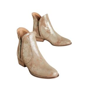 Seychelles Lucky Penny Leather Ankle Boots Size 8 Anthropologie Gold